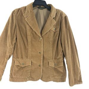 Eddie Bauer Womens Jacket Corduroy Sz 10 Brown Button Pockets Cotton stretch